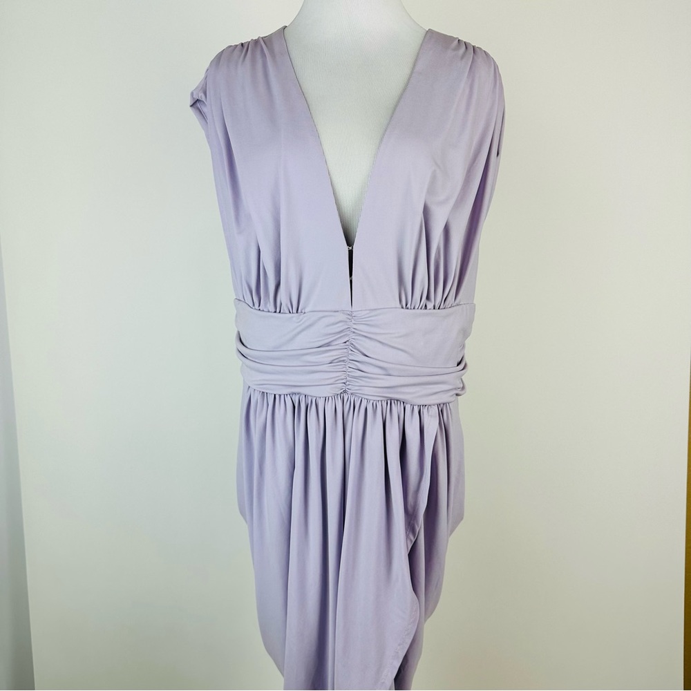 Gabrielle Union Iset Lavender Draped Front Dress Size 1X - Picture 2 of 11